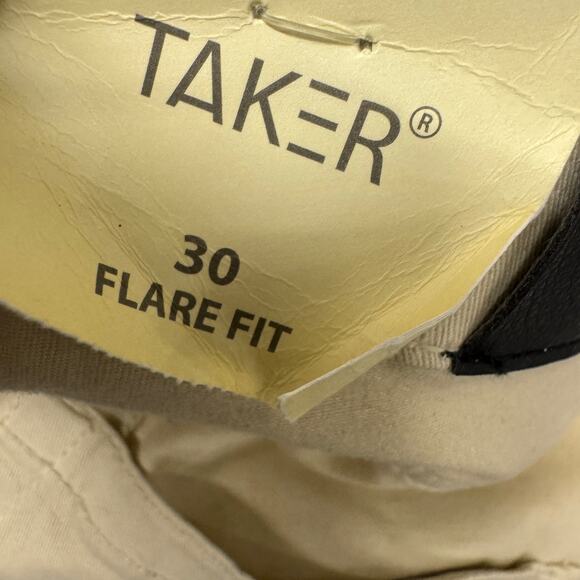 Taker Stacked Jeans Mens 30 (31x34 ACTUAL) Cream Flare Fit Distressed Denim NEW - Picture 6 of 12